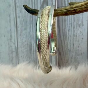 Vintage Sterling Silver Two Tone Mesh Cuff